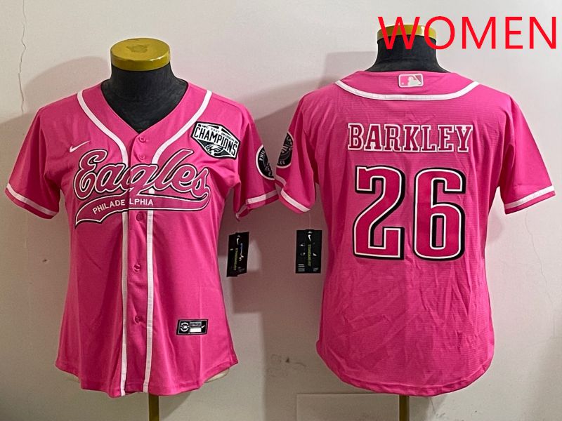 Women Philadelphia Eagles #26 Barkley Pink Jointly Name 2025 Nike Limited NFL Jersey style 4->women nfl jersey->Women Jersey